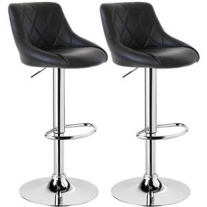 Tabouret de Bar en PU Lot de 2 Chaise de bar Hauteur réglable 60 - 80 cm Noir