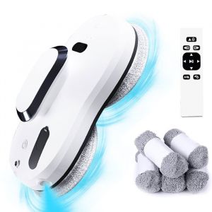 Robot Nettoyeur de Vitres 3800Pa Robot Laveur de Vitre Automatique 3 Modes Navigation Intelligente T&eacute;l&eacute;command&eacute; avec 8 Chiffons