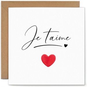 Saint Valentin Femme Avec Enveloppe Cadeau-Je TAime Carte Pour Homme Carte Saint Valentin Femme（15Cm*15Cm）