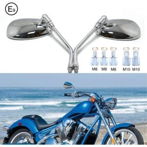 Chromés Retroviseur Moto Rétroviseurs Latéraux M10 M8 Avec Paquet De Vis Pour Scooter Street Bike Cruiser Chopper Sport Bike Atv