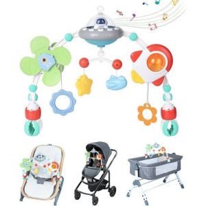 Arche de PoussetteArche Eveil Bebe Jouets MusicauxJouet Poussette BebeJouets Sensoriels Pliables &agrave; Suspendre pour B&eacute;b&eacute;