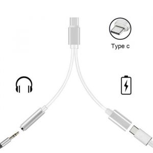 Double Adaptateur cable diviseur Type C prise jack 3.5mm chargeur USB-C Argent pour Sony Xperia 1 6.5 - Marque Yuan Yuan