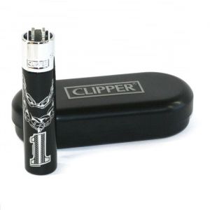 Briquet Clipper en métal Chaine First Argenté avec étui
