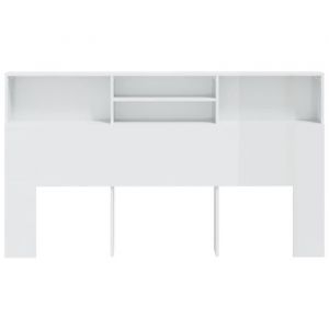 Armoire de tête de lit - CHG - Blanc brillant - Contemporain - Design - 180x19x1035 cm