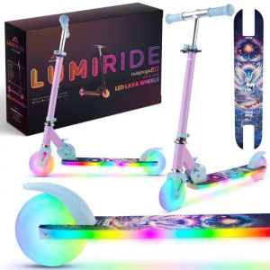 Trottinette enfant - LUMI RIDE - 2 Roues 7 couleurs LED 20 programmes - 3+ ans 50 kg pliable réglable - Licorne