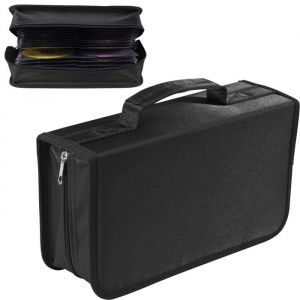 Étui pour CD capacité de 128 CD en tissu mercerisé support de protection pour DVD fermeture éclair rangement de disques