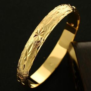 Bijoux cadeau de No&euml;l Bracelet jonc plaqu&eacute; or pour femme Bijoux Taille 6 poucesOuvert Bracelet8mm large