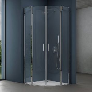 Paroi de douche en quart de cercle 80x80 Sogood Ravenna52 pare douche transparent en verre de s&eacute;curit&eacute; 6mm avec rev&ecirc;tement NANO