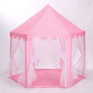 Tente tipi pour enfants - tente princesse rose tente de jeu maison de ch&acirc;teau princesse hexagone rose id&eacute;al pour salle de jeux