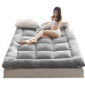 Matelas Futon &eacute;paissir de SolTatami Japonais Matelas de Couchage PliableLit doreiller de Chaise Longue au Sol150x200 cmGris