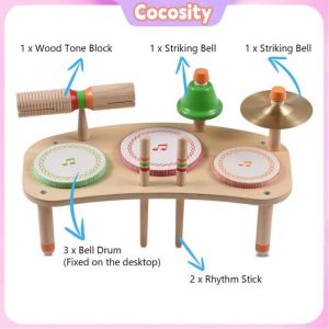 Cocosity Ensemble de tambours Ensemble de Batterie de Bureau Portable 7 en 1 pour Enfants musique kit Décoration de la couleur