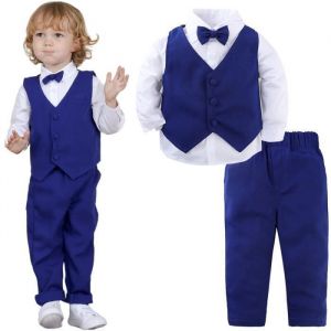 Costume Mariage Enfant Garçons Vêtements Bebe Baptême Ensemble Ceremonie Fete Tenue Manches Longues Marin 12 Mois à 4 Ans