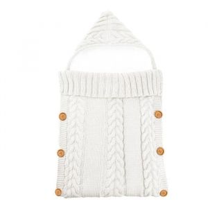 Sac de couchage b&eacute;b&eacute; tricot chariot &agrave; trois roues plus velours 70 * 35cm blanc