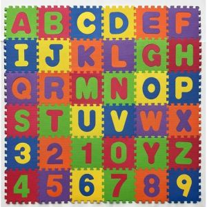 Tapis de Jeu Puzzle en Mousse EVA - Alphabet et Chiffres 36 Dalles 30x30x1cm Tapis deveil enfants - Qualité Infantile non Toxique