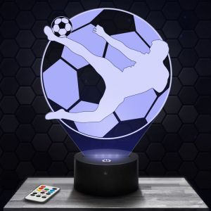 Lampe 3D - Foot - Accessoire Objet Cadeau Foot - Veilleuse Led Tactile avec socle au choix et t&eacute;l&eacute;commande