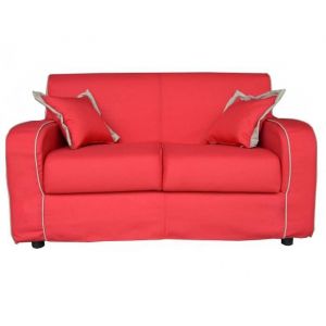 Canap&eacute; 2 places en tissu capitonn&eacute; d&eacute;houssable 146 cm PARIGI avec liser&eacute; rouge gris