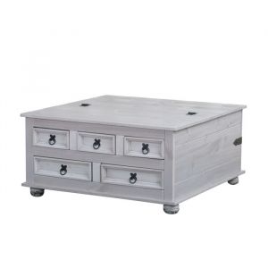 New Mexico Table basse avec 5 tiroirs 91x91 cm en gris.