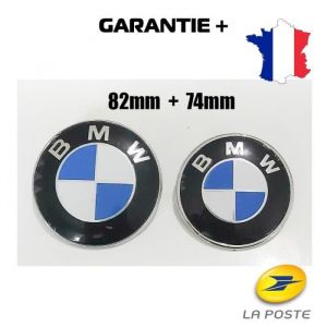 2x Insigne logo Capot Embl&egrave;me BMW 74mm Arri&egrave;re 82mm Avant E46 E90 E92 E60 E34 E36 E39 X3 X5