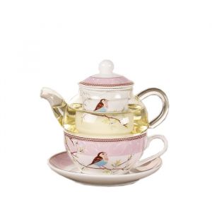 C&eacute;Ramique Fleur Th&eacute;I&egrave;Re Fleur Oiseau Tasse Soucoupe en Verre R&eacute;Sistant une la Chaleur Pot Ensemble Tasse une Caf&eacute; Apr&egrave;S-Midi Th&eacute;