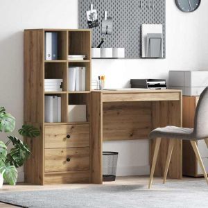 Marron Commode Buffet bahut - Bureau avec rangement pour Salon bureau 2 pcs chêne artisanal 90 x 50 x 76cm 1611539