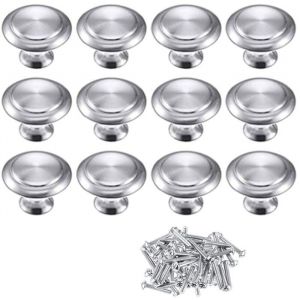 12 Bouton de Meuble Bouton Porte Cuisine Rond Boutons de Porte Alliage de Zinc Bouton Porte Placard Chrom&eacute; Poli Bouton Porte