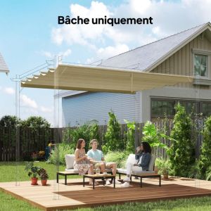 Toile de toit pour pergola tonnelle r&eacute;tractable de 4 x 3 m - beige
