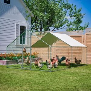 Grand Poulailler 3x4m avec Filet de Protection - Enclos Ext&eacute;rieur pour Poules Canards et Volailles &Eacute;tanche et Anti-UV Robuste