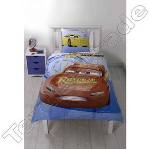 Parure de lit Cars 3 Reversible Housse de Couette et sa taie doreiller 100% Coton