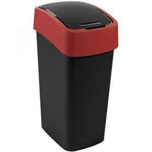 CURVER Flip Bin Poubelle à bascule plastique Noir-Rouge 50L