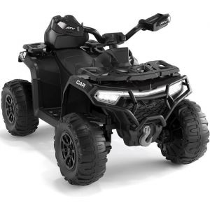 Quad &Eacute;lectrique Enfant 12V 4 Roues Tout-Terrain 2 Moteurs T&eacute;l&eacute;commande Parentale LED Musique Bluetooth USB D&egrave;s 3 Ans Noir