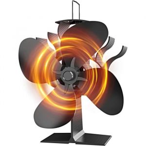 Ventilateur Poele Bois 4 Pales Silencieux Ventilateur Cheminee pour Chemin&eacute;e/Po&ecirc;le &agrave; Bois/Gaz/Poele a Granule Cadeau de No&euml;l