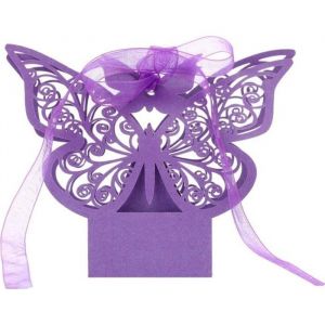 Lot de 100 Boite a Dragees Mariage boîte de Bonbons Fête danniversaire Mariage Ruban Contenant Dragees Bapteme Violet
