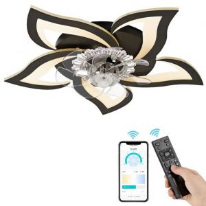 NACATIN Plafonnier-Ventilateur LED Silencieux - 6 Vitesses 3 Couleurs DimmablesMinuteriePuissance 46W - Noir