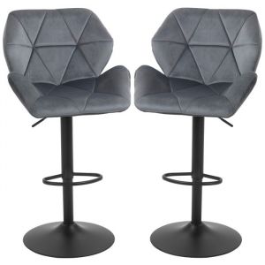 Set de 2 pi&egrave;ces chaise de bar rembourr&eacute;e avec ch&acirc;ssis m&eacute;tallique Taille Samtoptik Barre tournante &agrave; 360&deg; r&eacute;glable en hauteur