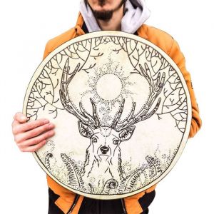 Grand tambour chamanique tambour &agrave; main musical avec baguette tambour chamanique fait &agrave; la main d&eacute;coration dint&eacute;rieur