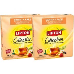 Lipton - 2 Coffrets Th&eacute;s et Infusions Selection Lipton Feel Good 180 sachets - 12 parfums diff&eacute;rents - Lot de 2x180 sachets