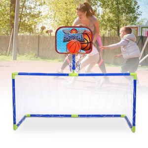 HAOPYOU- Mini Football Basket Set 2 en 1 Cage But de Football Filet Panier Panneau Ballons Pompe Gonfleur Kit Jouet de CAGE DE FOOT