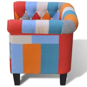 Fauteuil de Salon/Chaise simple CLOUD avec design de patchwork Tissu  f324