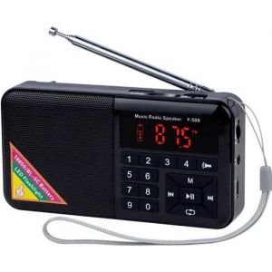 Mini Radio Portable FM USB Micro-SD et Lecteur Mp3 int&eacute;gr&eacute; avec LED Lampe Poste de Radio Rechargeable de 1500mAh (Noir) YYV