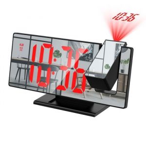 R&eacute;veil &agrave; projection de Miroir LED Grand &eacute;cran de 78 po 4 niveaux de luminosit&eacute; Snooze Alarme jour de travail - Rouge