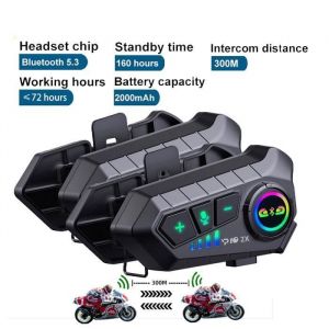 intercom moto PRUMYA intercom moto duo pour 2 casques assistant vocal Talkie-walkie sans fil 300M Parlez pendant 30 heu ALIMENTAIRE