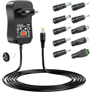 48W Chargeur Universel AC DC 5V 6V 9V 12V 15V 19V 20V 24V 2A 3A 4A Adaptateur Secteur Transformateur Alimentation Multi Embouts