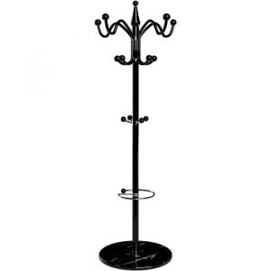 Porte Manteaux sur Pieds Noir 170cm avec Support Parapluie - Support Manteau-Parapluie-Chapeau - Socle Aspect marbre[21]