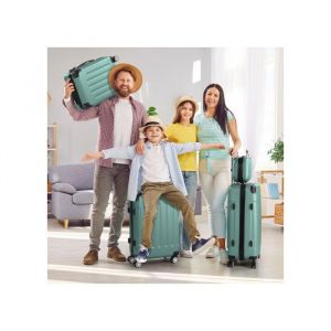 ALIGHTUP - Set de 4 Valise trolley portable 4 en 1 en ABS - 3 Valises + 1 Vanity - Vert
