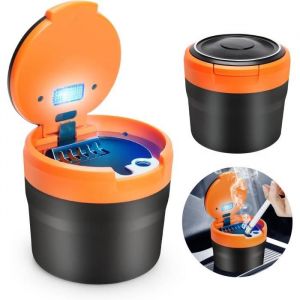 Cendrier-MARSEE-Couvercle pop-up automatique avec LED int&eacute;gr&eacute;e-Convient au cendrier auto-extinguible de voiture-Noir Orange