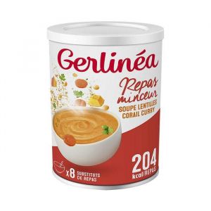 Gerlin&eacute;a Soupe Minceur Lentilles Corail Curry Peu Calorique &amp  Riche En Prot&eacute;ines Boite De 8 Repas