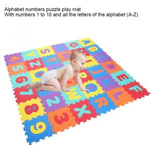 Tapis de jeu de puzzle - ZERODIS - Antid&eacute;rapant - 36 pi&egrave;ces - Alphabet et chiffres