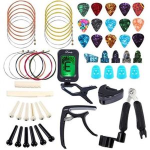 Kit daccessoires pour guitare - 60 PCS - Médiators Accordeur Capo - Léger et compact - Pour adultes