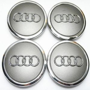 4x Centres de Roue Gris 69mm Diamètre Emblème Audi Cache Moyeu de Roue LBQ25