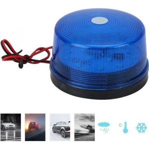 Qiilu lumi&egrave;res LED 12V LED clignotant gyrophare stroboscopique LED voyant davertissement lampe durgence de s&eacute;curit&eacute; (bleu)